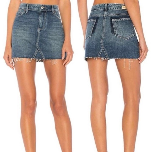 PAIGE  Distressed Frayed Hem Mini Skirt Size 28/6 - Picture 3 of 11